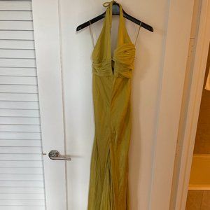 VERSACE yellow/green silk halter gown